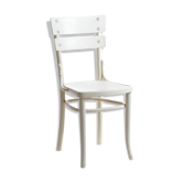 Chaise de mundus en bois blanc avec détails en laiton, années 1940