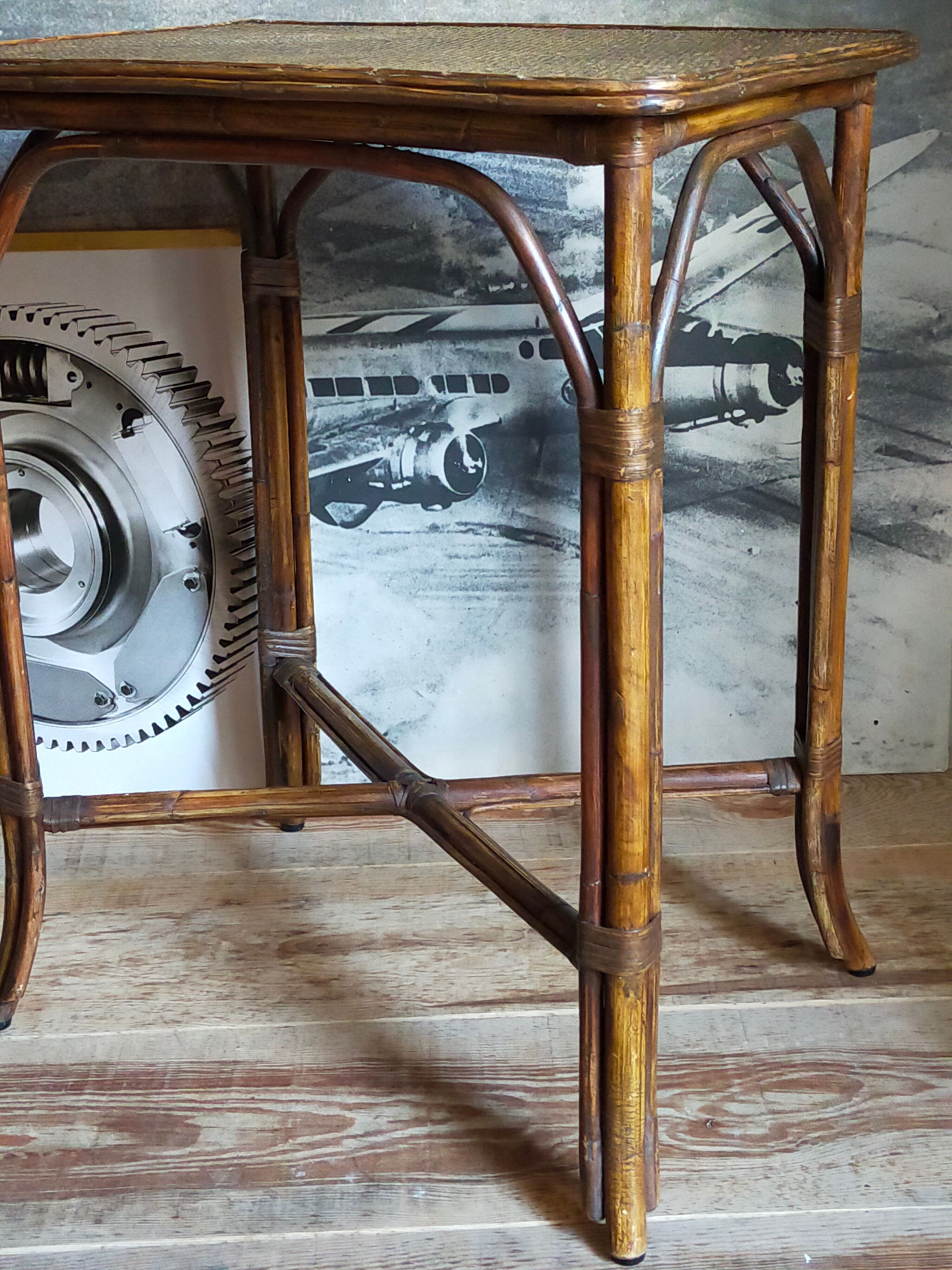 Side service table in old rattan