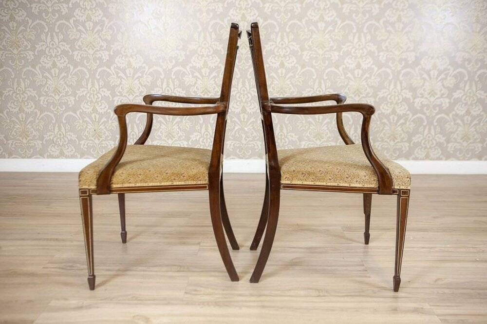 English Sheraton Style Armchairs and Chairs, Late 19th Century, Set of 4