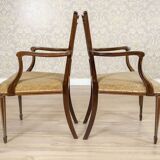 English Sheraton Style Armchairs and Chairs, Late 19th Century, Set of 4