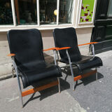 Pair of folding armchairs Casteljoyeux, 1960