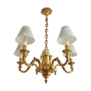 Lustre vintage en bronze avec 5