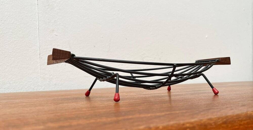 Mid-Century String Fruit Bowl with Teak Handle, 1960s