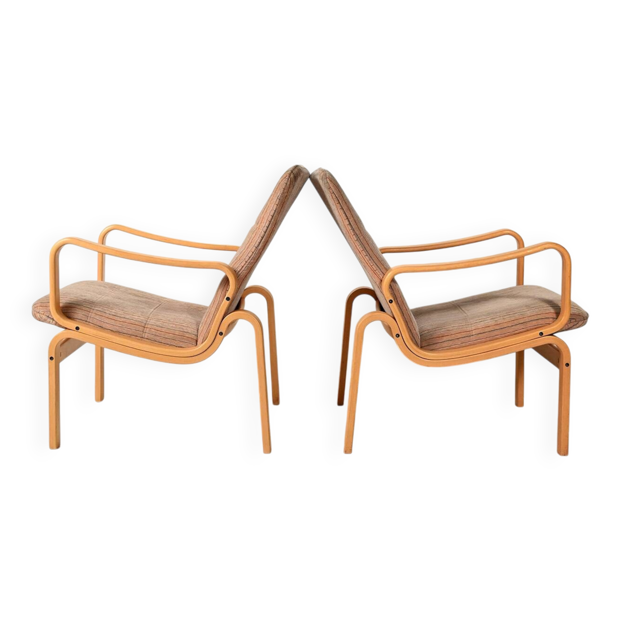 Pair of Swedish Ire Möbler bent beech armchairs, 1960s