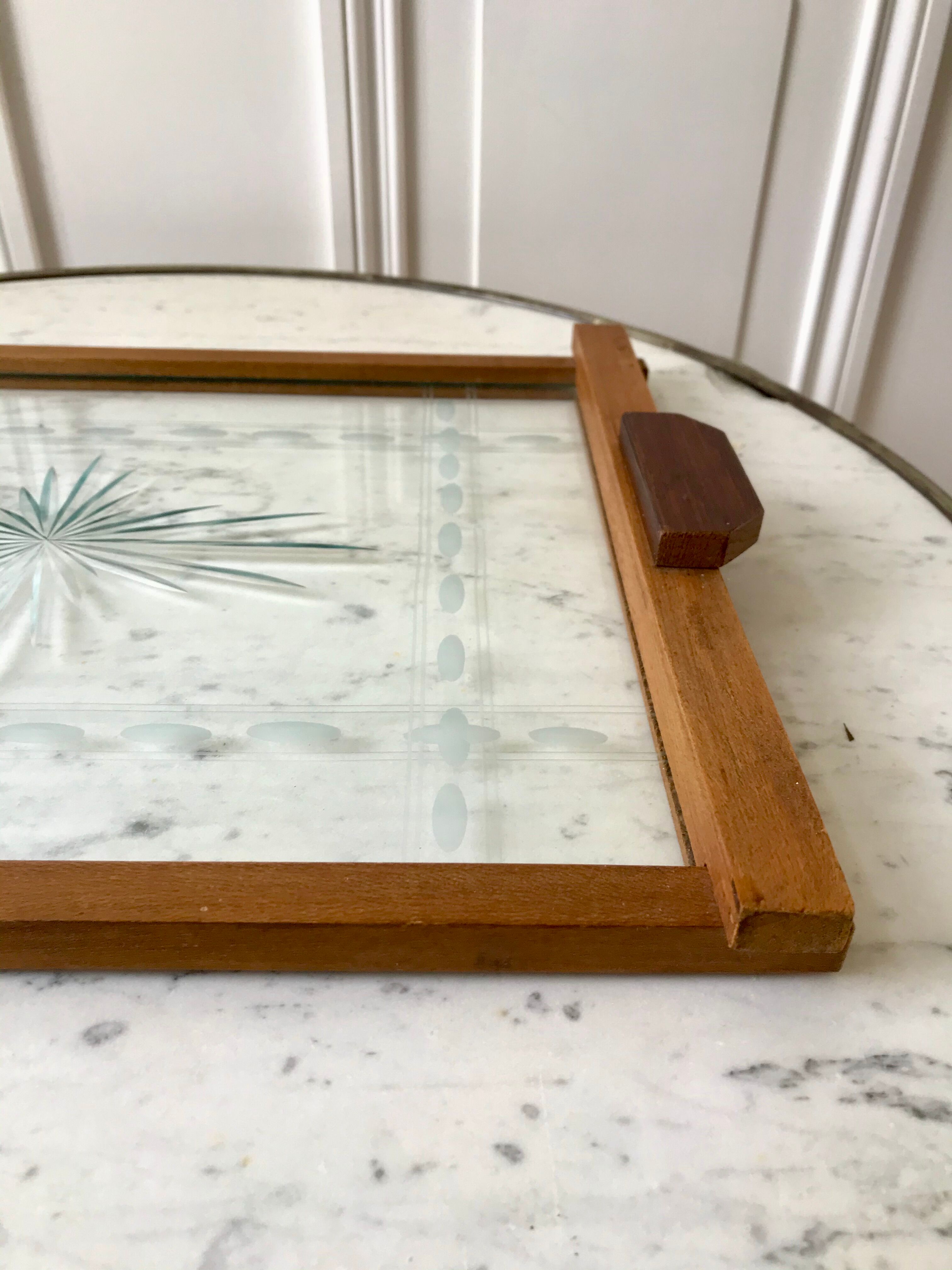 Wooden top and art deco glass 30s