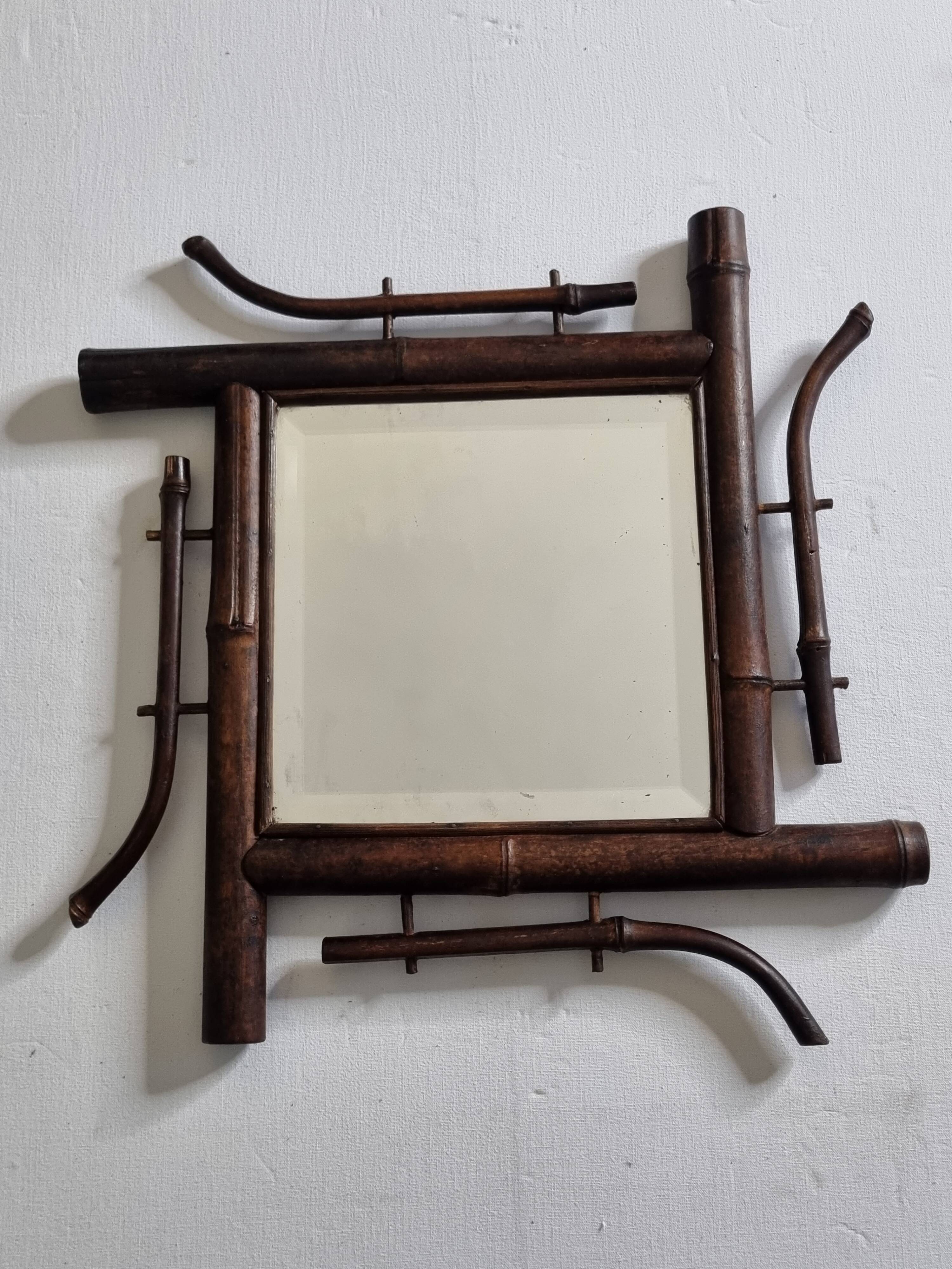 Bamboo wall mirror, Japanese style, late 19th century, 40 cm