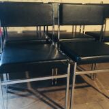 Lot de 6 chaises design en cuir années 70