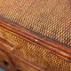 Rattan chest of drawers with one large drawer and two hinged doors - mahogany color