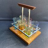 Servant of colored glasses with Art Deco liquor
