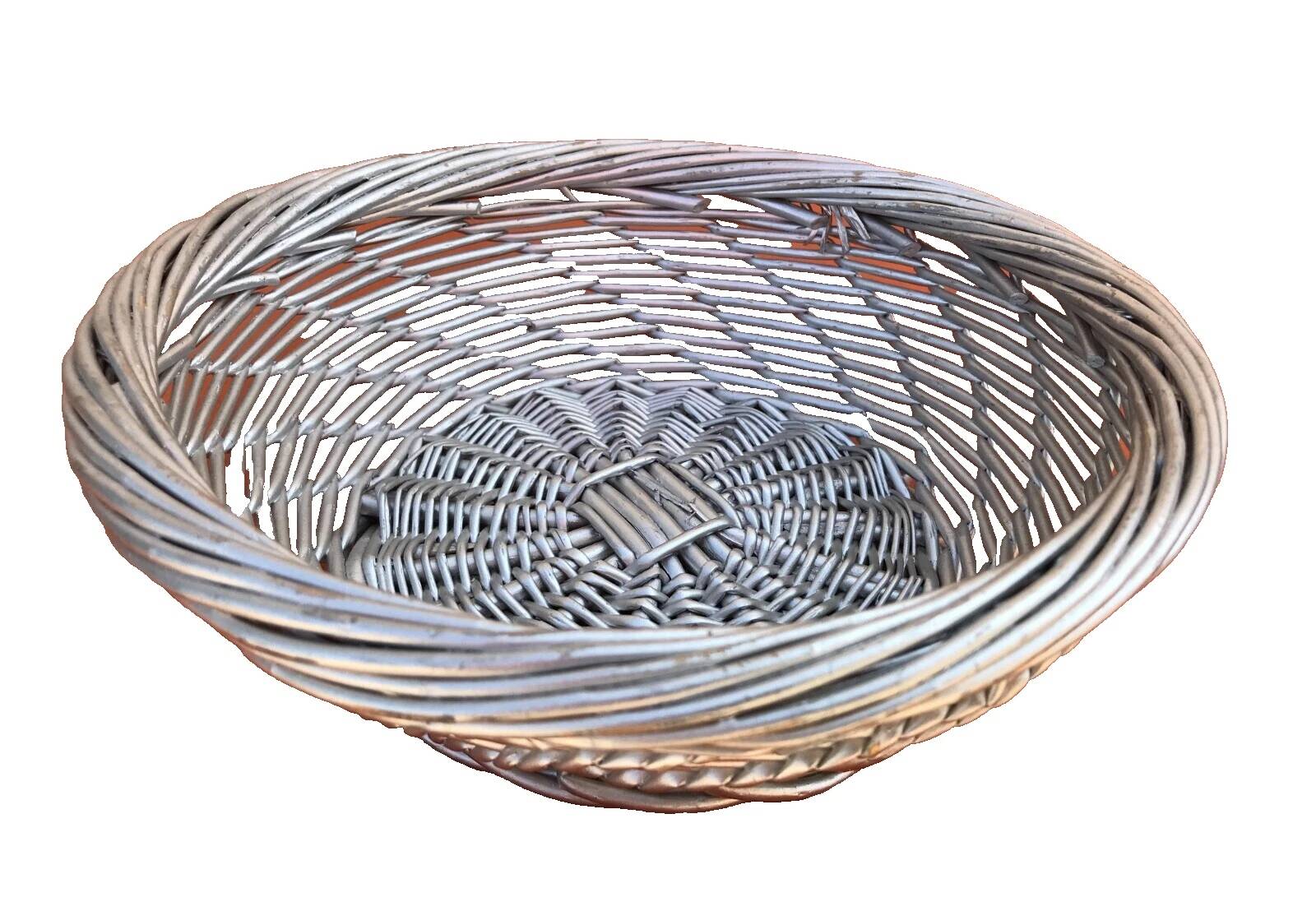 Silver grey woven wicker basket