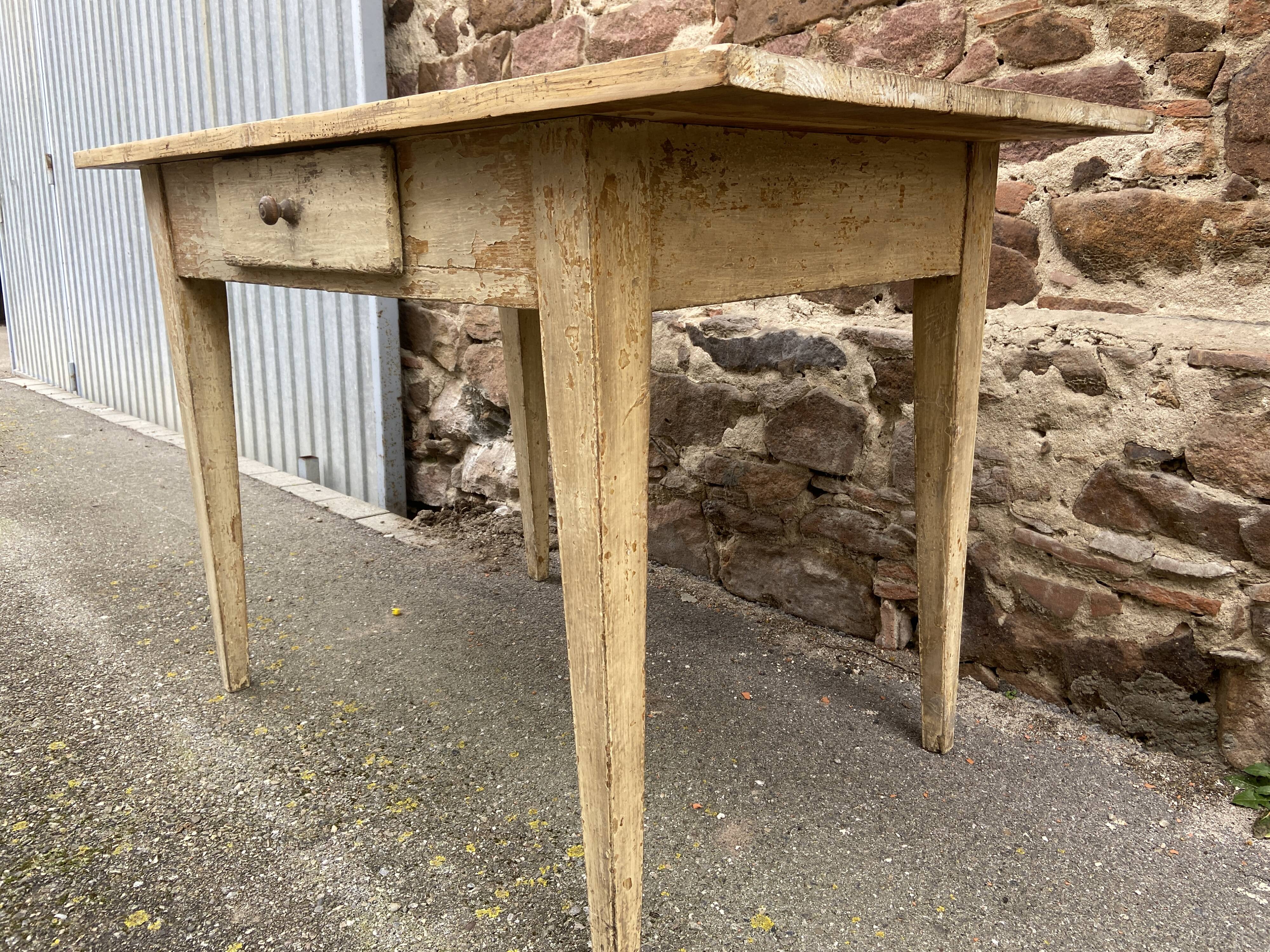 Shabby chic fir farm table painted natural wood 1900