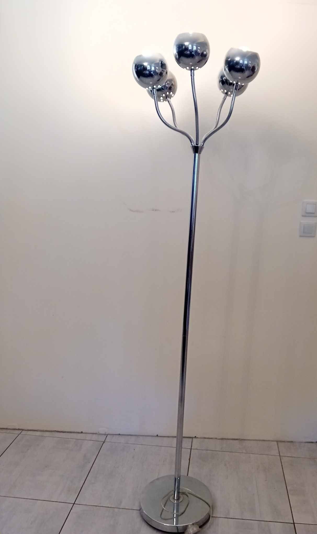 Floor lamp with 5 arms of light from the 80s