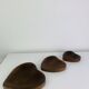 Set of 3 Scandinavian teak empty pockets in heart shape.