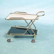 Vintage brass service trolley from the 1960s, Midcentury brass bar trolley.