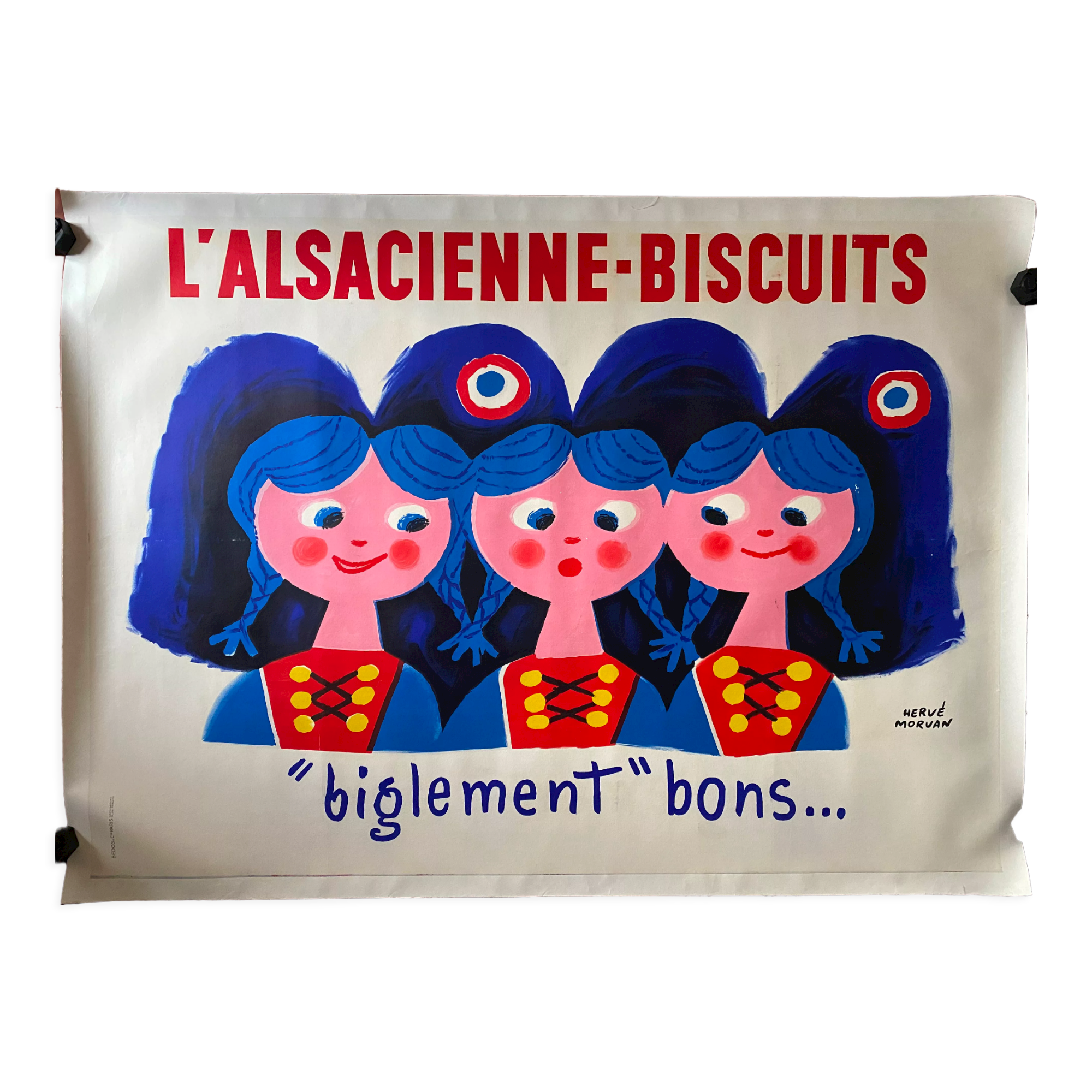Original advertising poster "L'Alsacienne-Biscuits" Hervé Morvan 117x160cm 1963