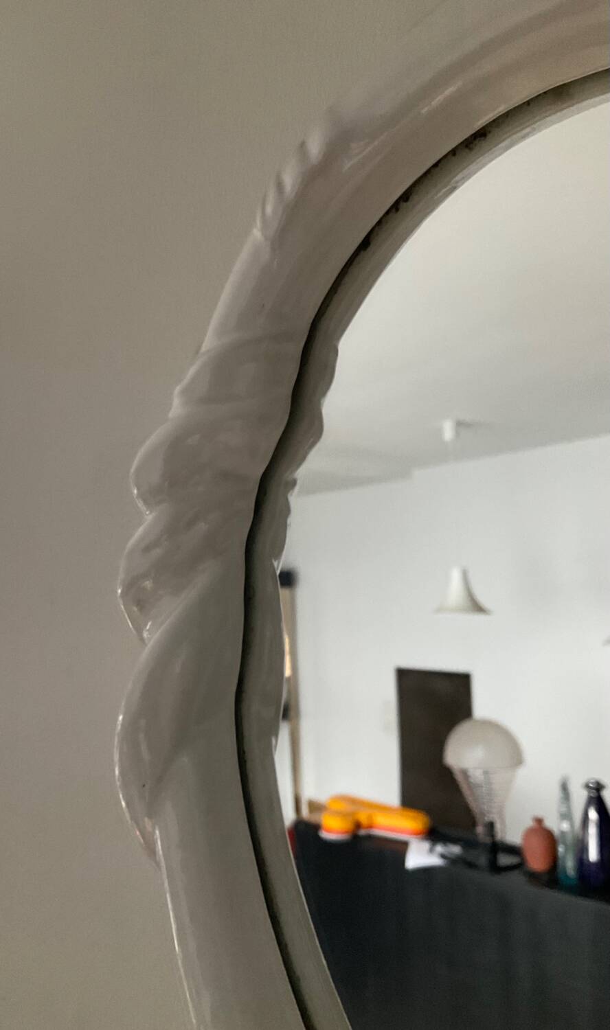 Vintage glazed ceramic mirror from the 70s