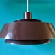 Brown lacquered pendant light, taklampa model by "e.s.horn", Denmark 1970