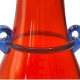 Vintage Murano Hand-Blown Glass Vase – Red with Blue Handles