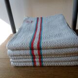 Set of 5 towels embroidered vintage, basque canvas