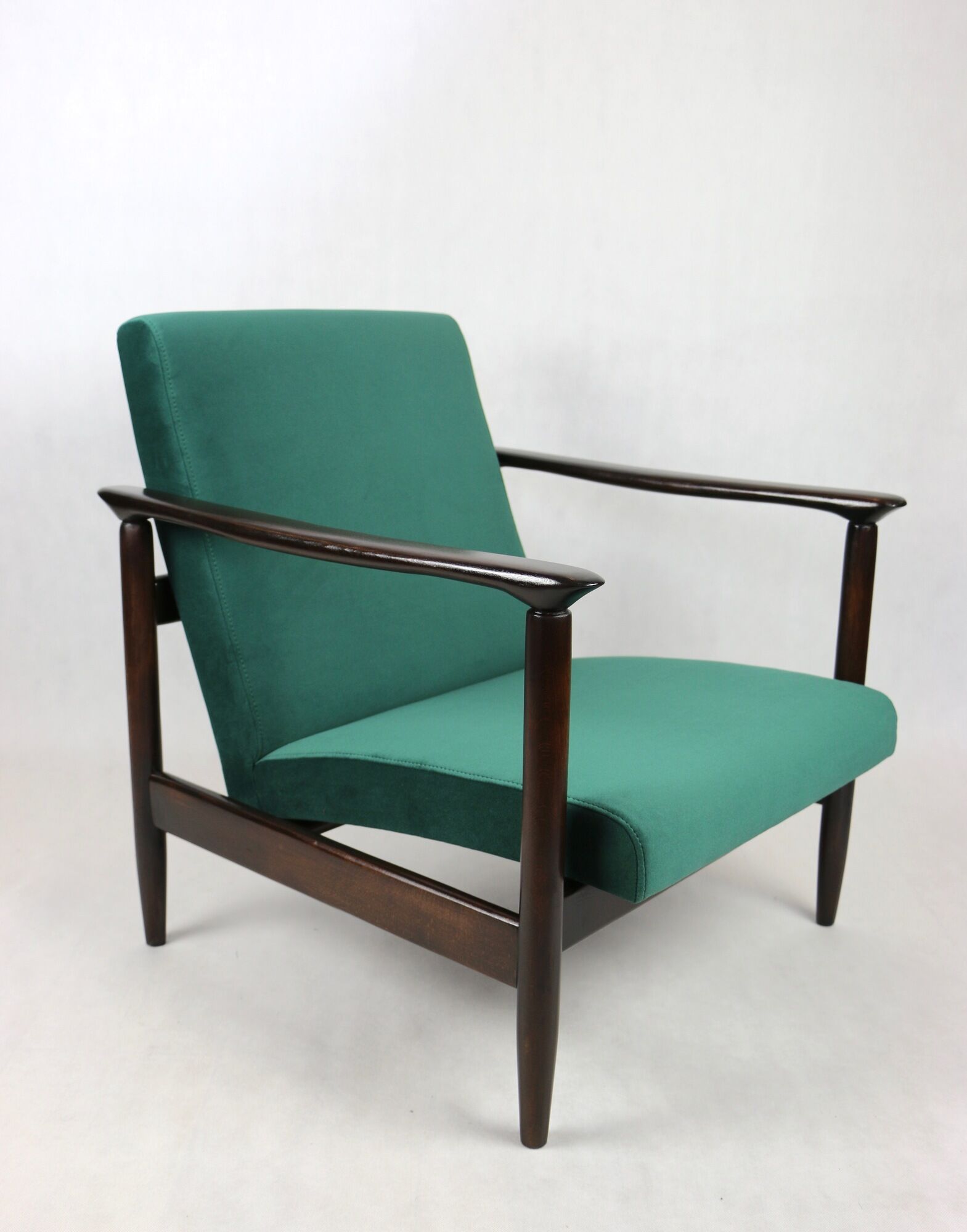 Green velvet GFM-142 Armchair by Edmund Homa, 1970s