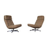 Paire de fauteuils pivotant par Gérald Neusser pour Interier Praha & Up Zavody 1970