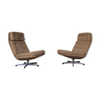 Pair of swivel armchairs by Gérald Neusser for Interier Praha & Up Zavody 1970