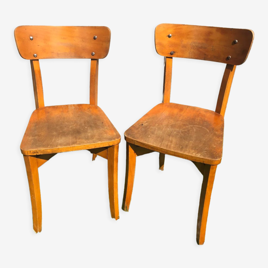 Paire de chaises bistrot style scandinave bois | Selency