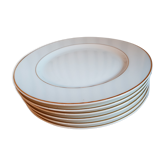 Set de 6 assiettes dessert en porcelaine blanche liserets or Guy Degrenne