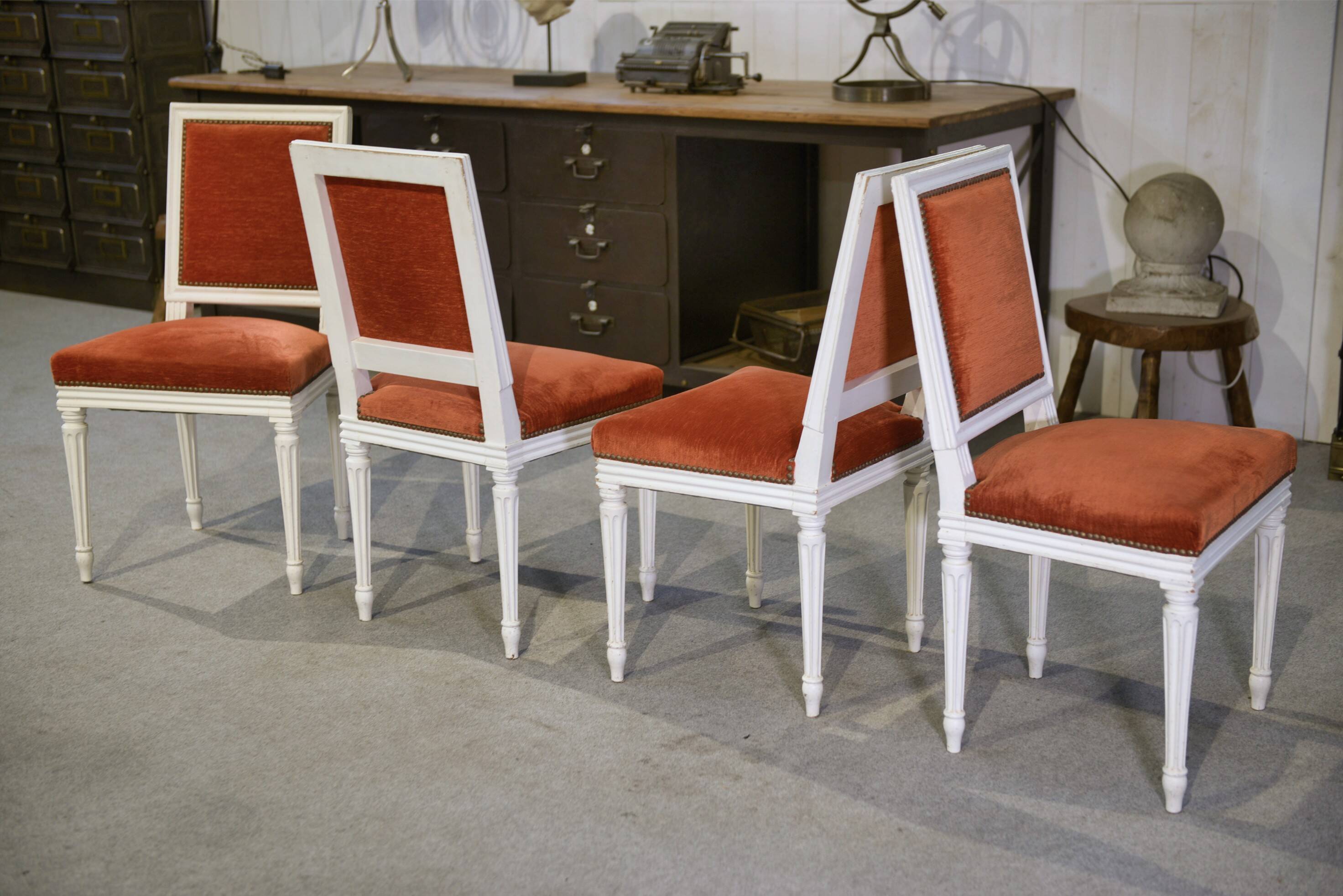 Set of 4 Louis XVI style chairs from the 1970s.