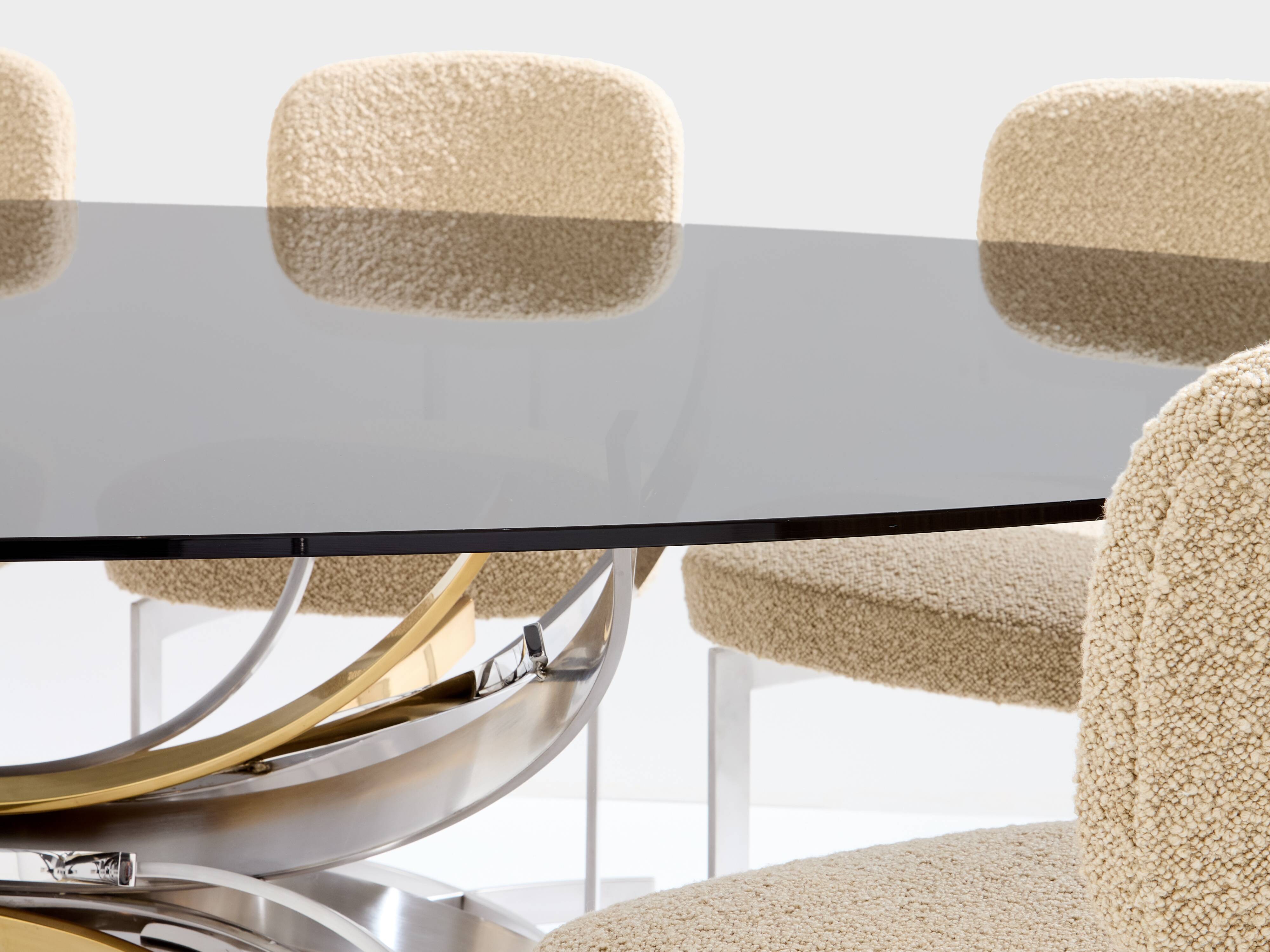 Maria Pergay steel and brass dining table Gerbe 1970