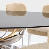 Maria Pergay steel and brass dining table Gerbe 1970