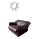 Brown leather armchair from the 1970s.