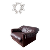 Brown leather armchair from the 1970s.