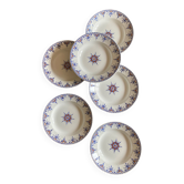 Set of 6 old hollow iron earthenware plates, Cluny model by Moulin de Loups