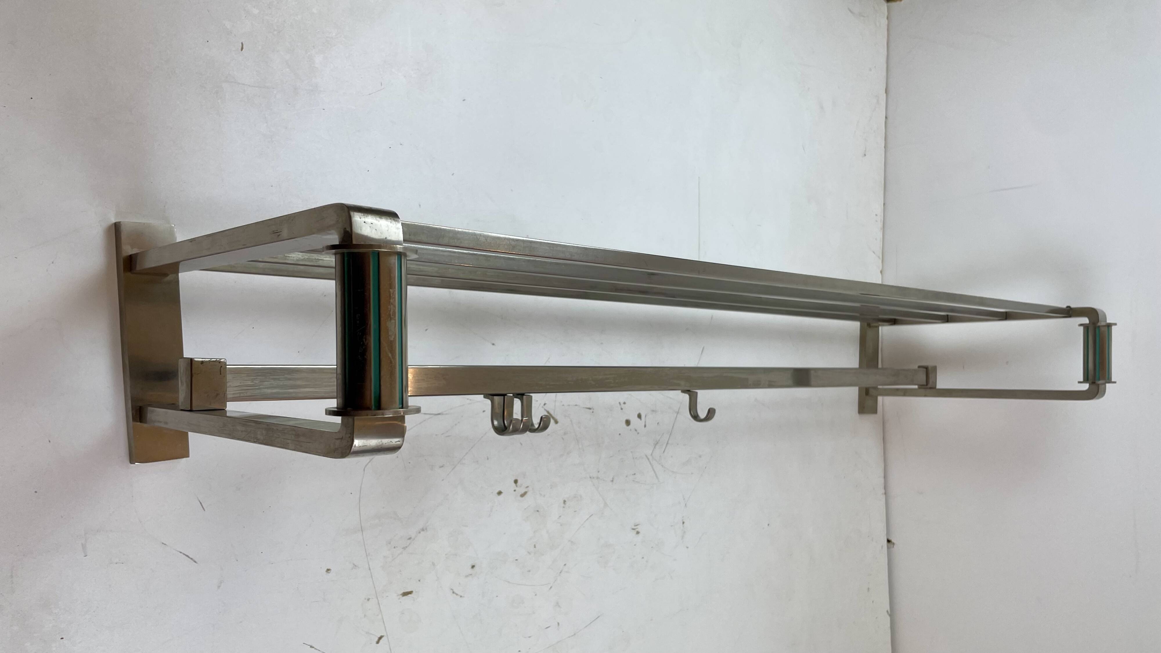 Art Deco coat rack in the style of a train carriage, 1930s.