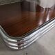 Vintage coffee table in smoked glass, chrome metal and wood décor 60s 70s