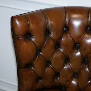 Chesterfield Porter Wingback Chair in Hand-Dyed Leather
