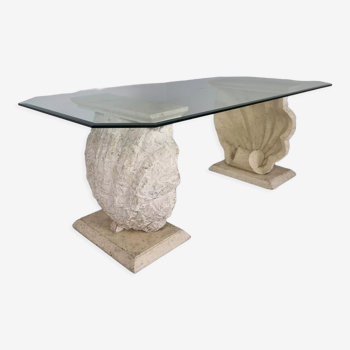 Table à manger en coquille de pierre de Magnussen Ponte Mactan, années 1980