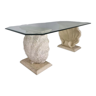 Table à manger en coquille de pierre de Magnussen Ponte Mactan, années 1980