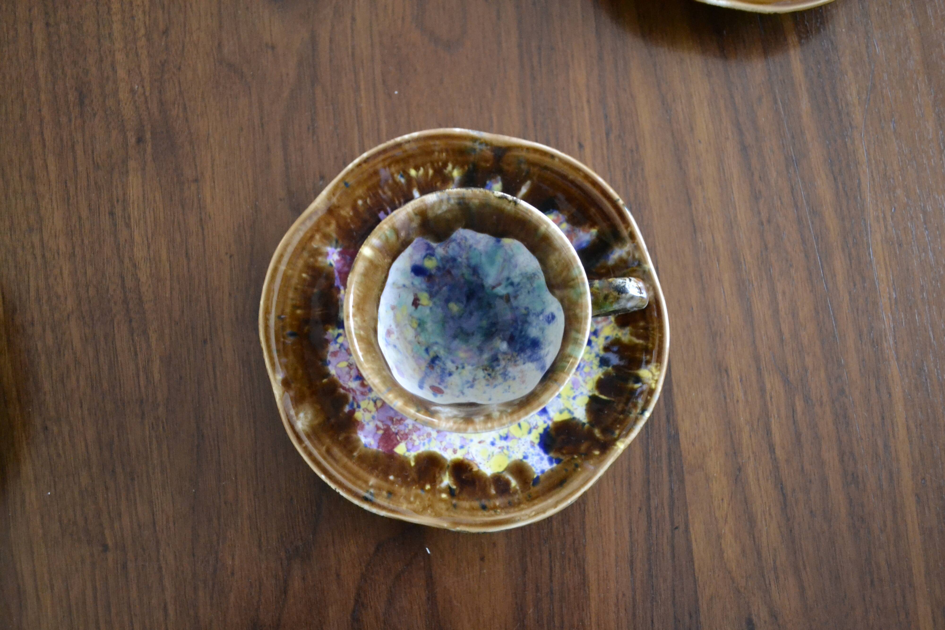 Set of 3 Morvan cups and their saucers