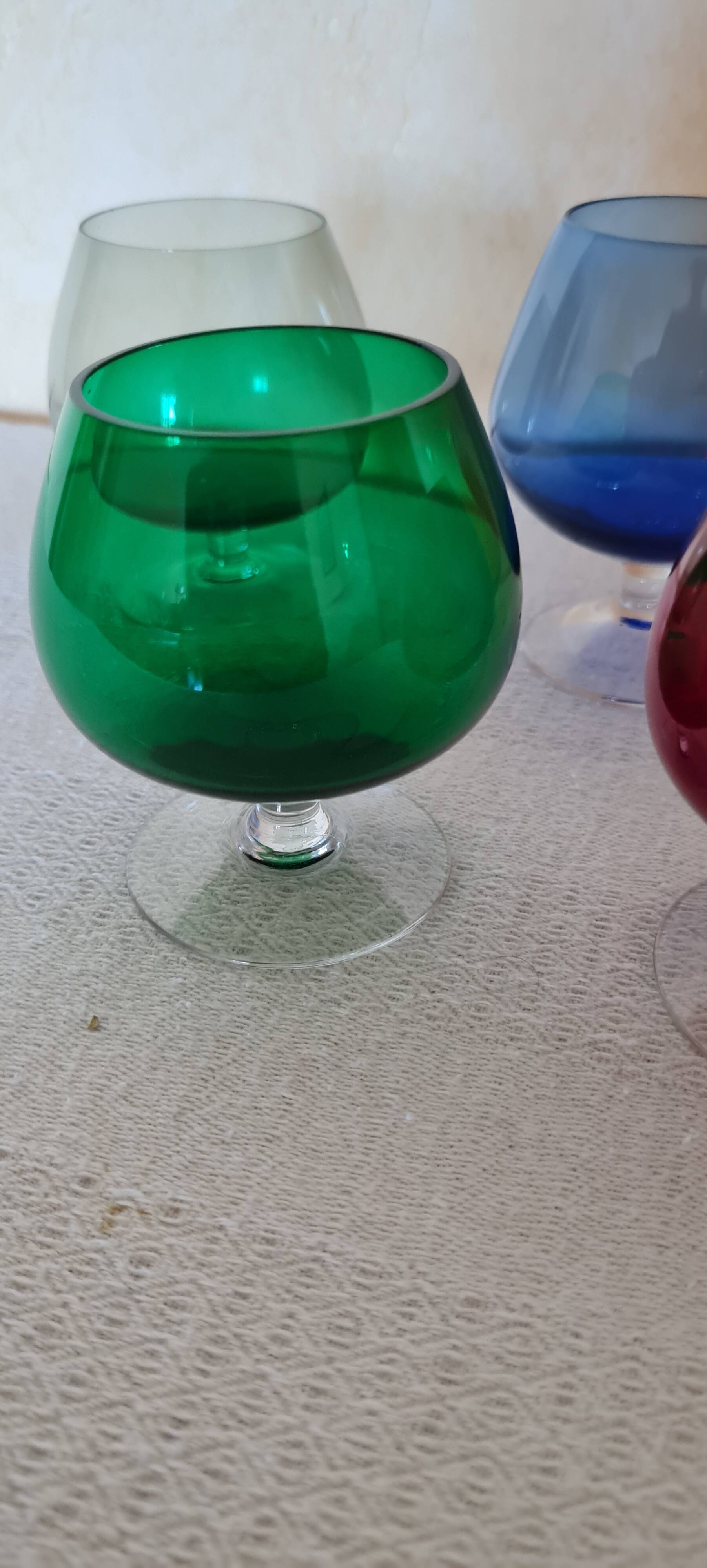 Coloured cognac glasses