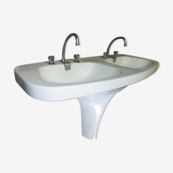 Lavabo double sur pied années 70