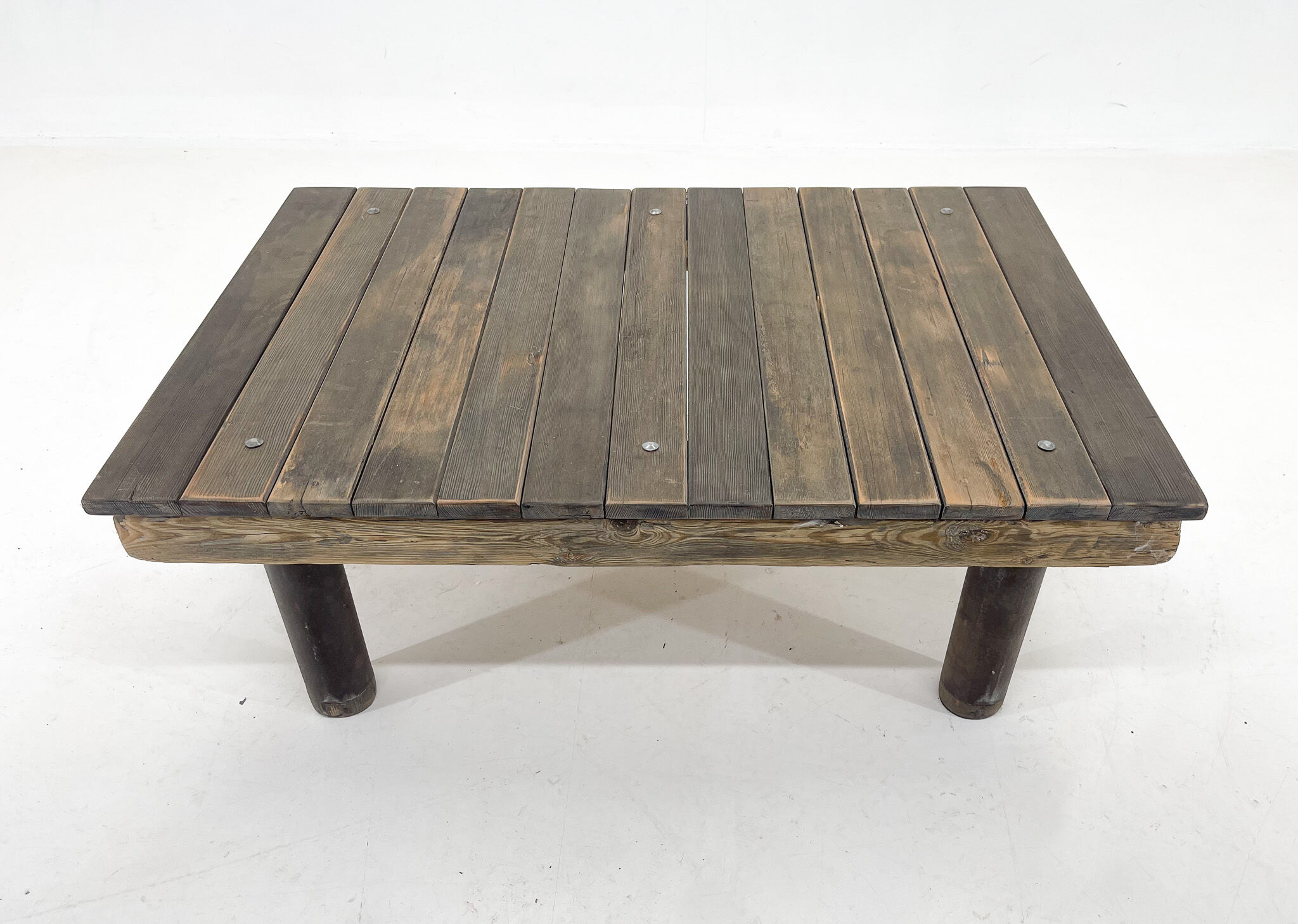 1950's vintage industrial wood & iron coffee table