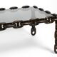 1970s XL Coffee Table Made of Nautical Iron Chain and a Thick Smoked Glass