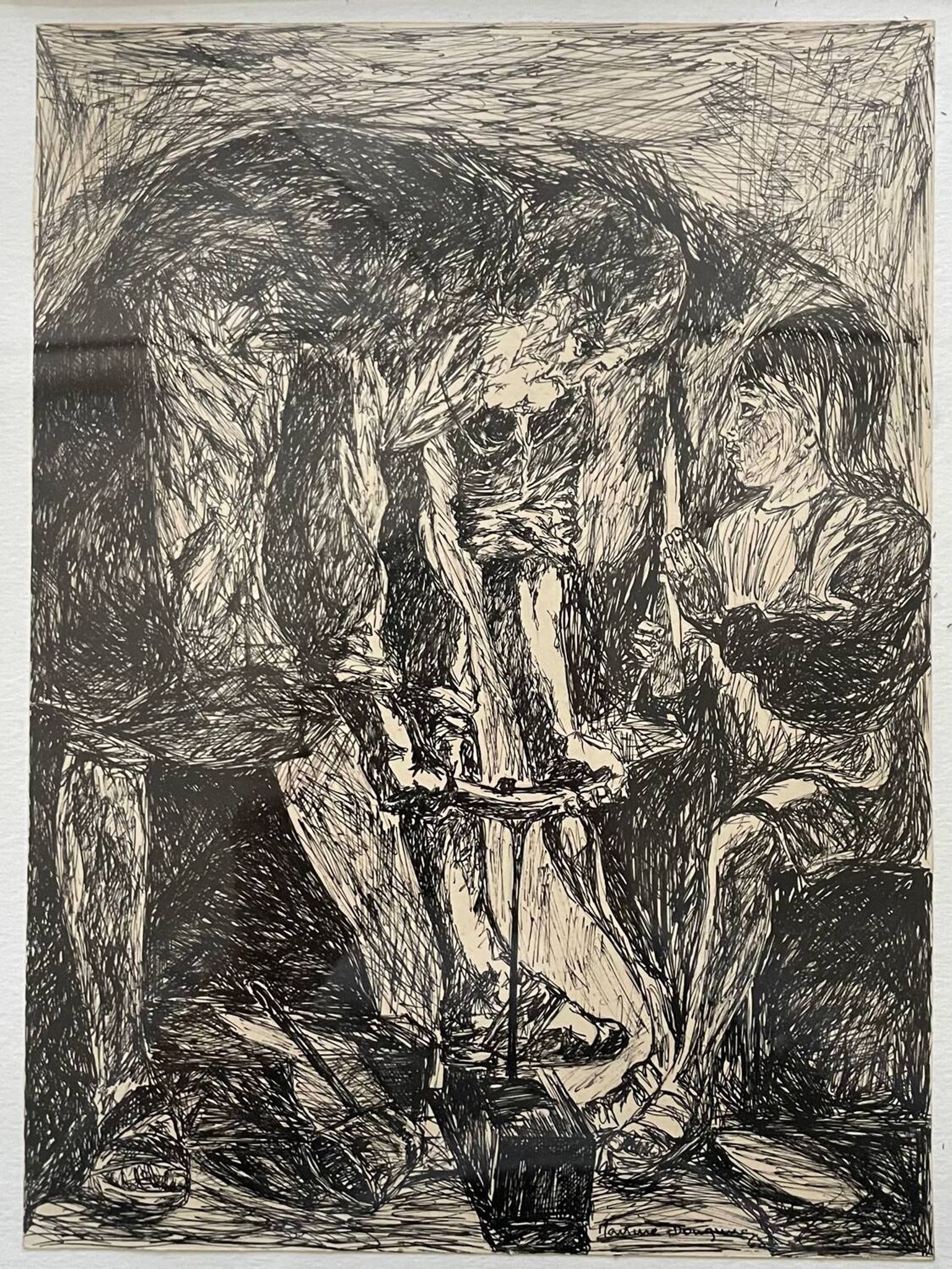 Tableau encre de chine XXe