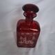 Antique Bohemian Crystal Carafe Egermann Ruby Red Engraved.