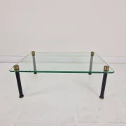 French Modernist Glass and Brass Display Tables with 'P. Andrieux', 1930's