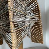 Lamp In Turned Wood And Wool Vintage Scandinavian 1960s