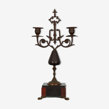 Old chandelier in bronze and marble, early 20th century