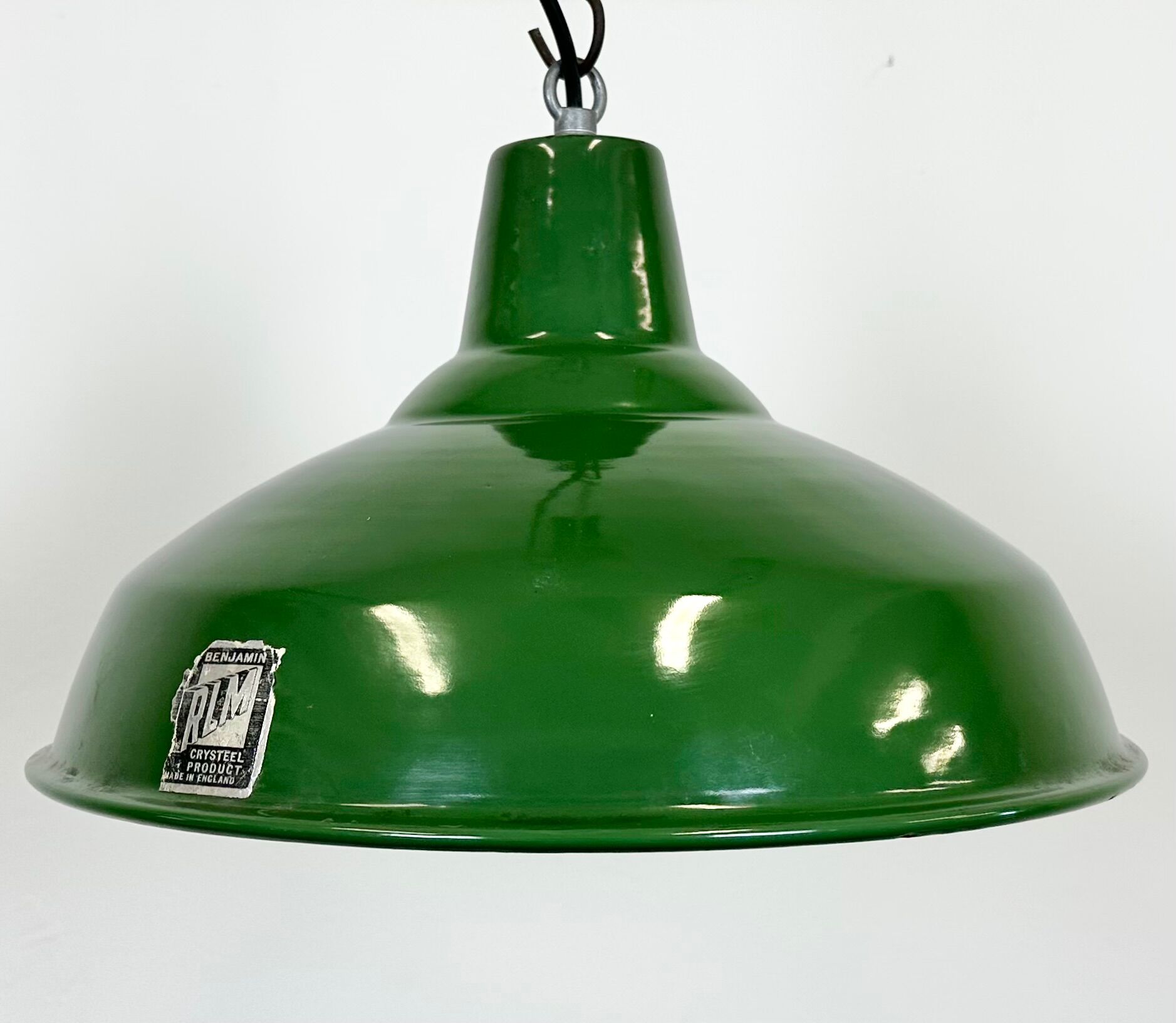 Industrial Green Enamel Factory Lamp from Benjamin, 1960s